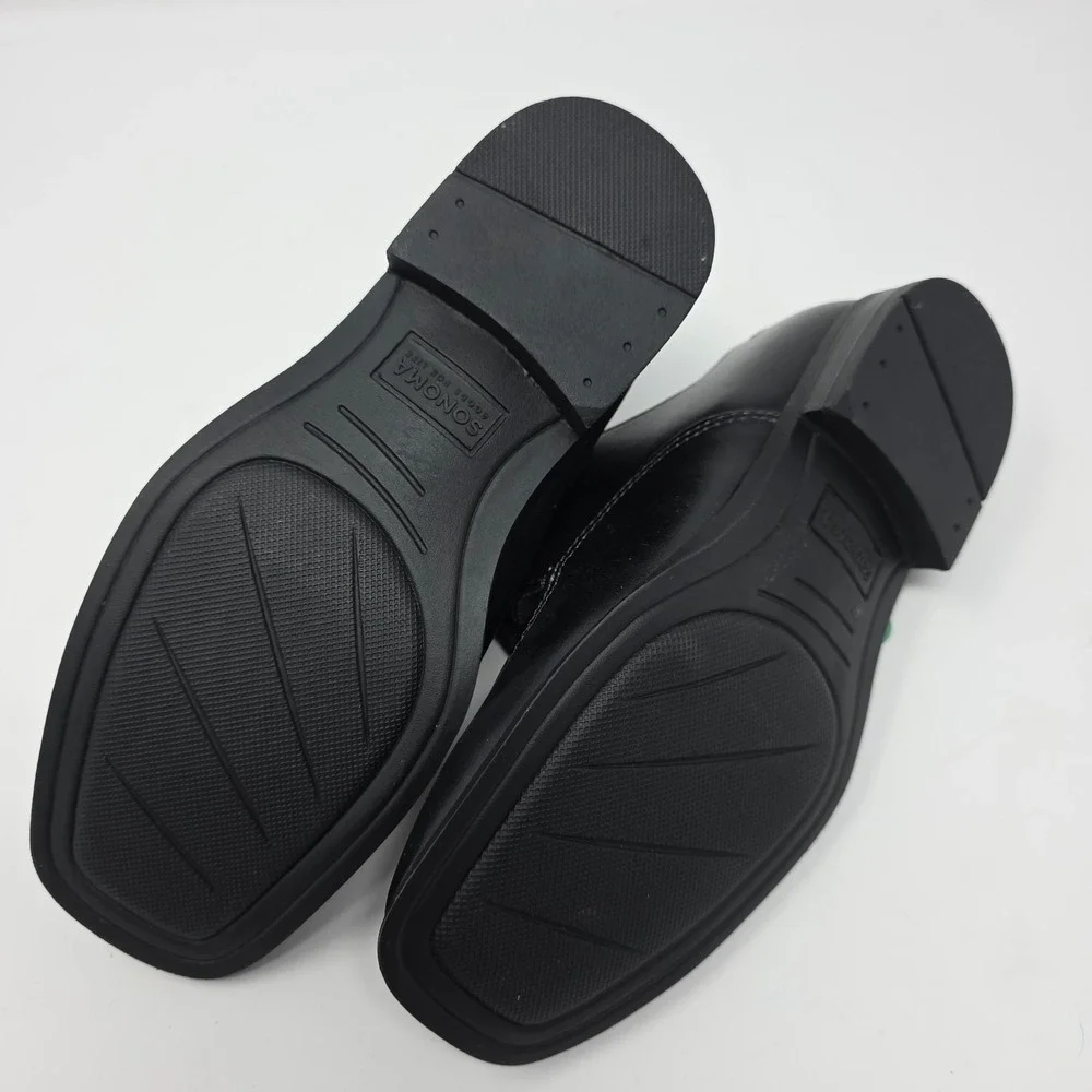 Sonoma Dress Shoes Boys 2 Med Black Alexander Lace Up Square Toe NWT